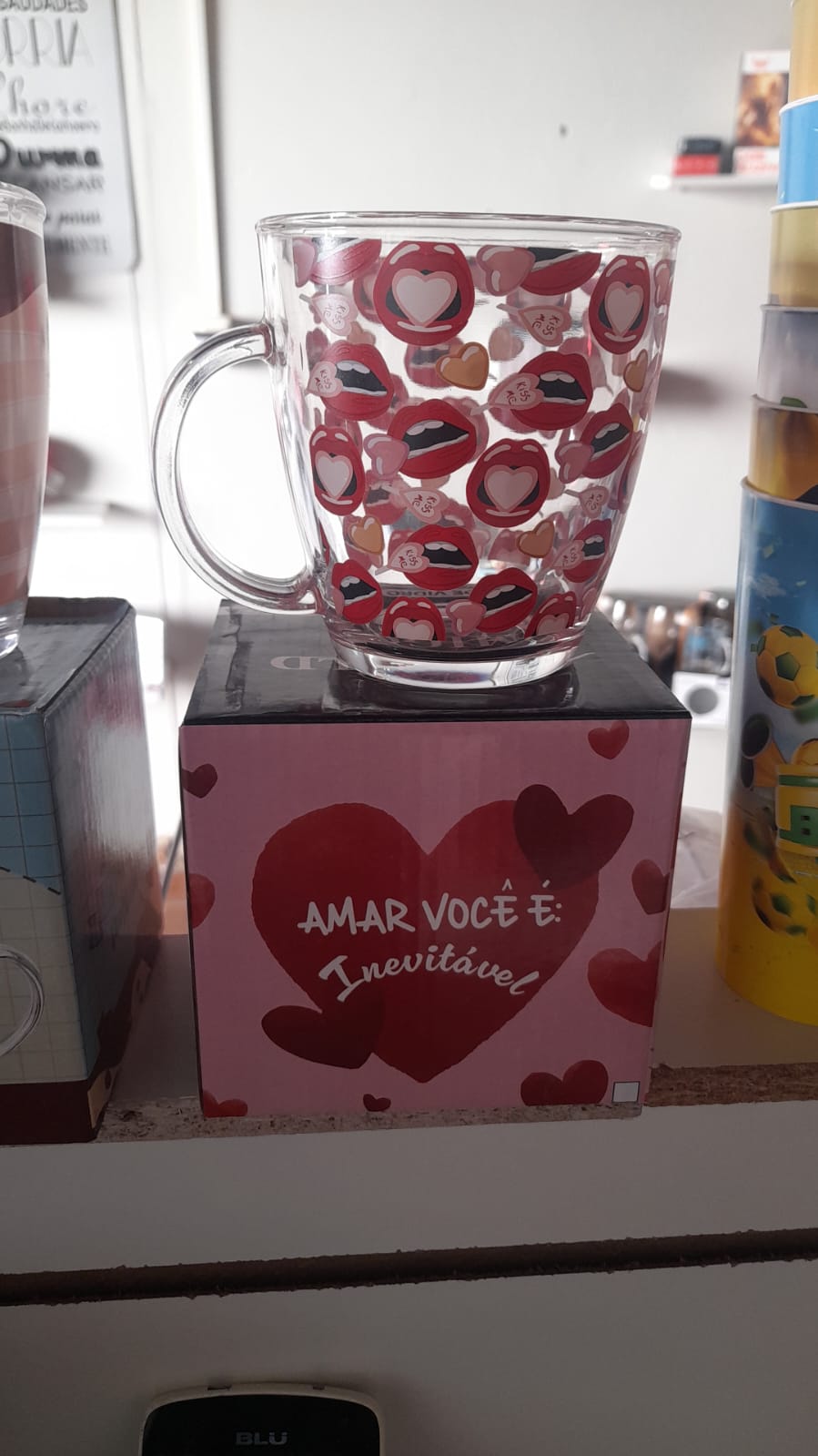 Caneca de Vidro Decorada – Amar Você é Inevitável
