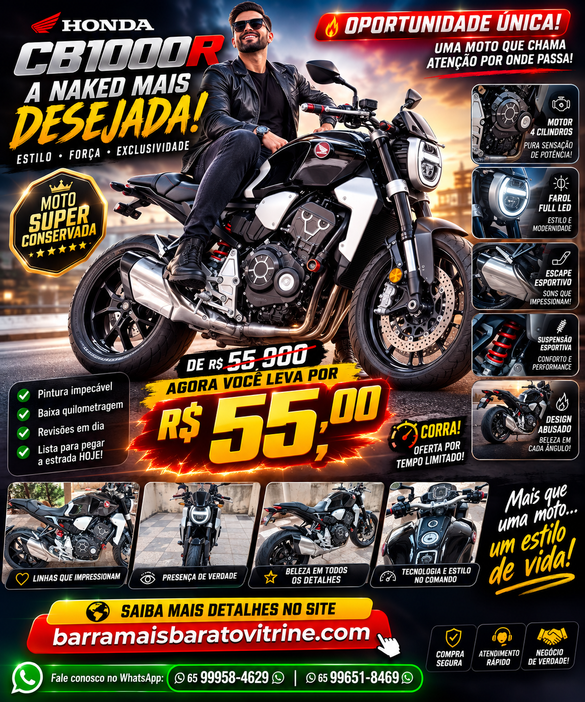 Vendo CB1000 (Revisada) 2019 – Impecável! ve vip